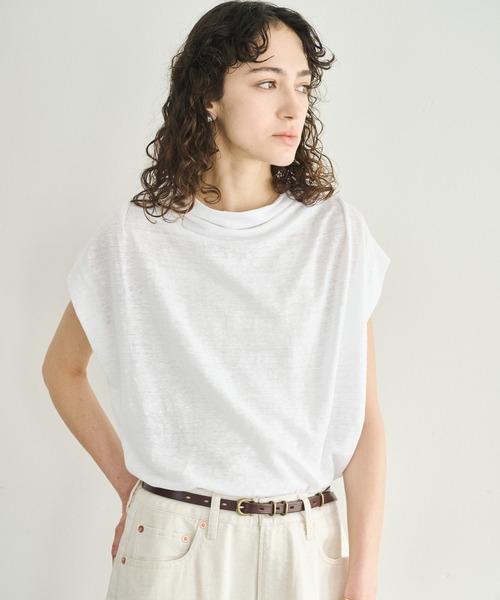 kha:ki(カーキ)の「「KHA:KI / カーキ」リネンドレープネックトップ(Tシャツ/カットソー・レディース・ブラック/オフホワイト/オリーブ/ライトベージュ・1)」の11枚目の写真