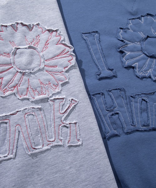 HOOK（フック）の「HOOK -original-　フラワークラフト刺繍 クルーネックスウェット（スウェット・メンズ・グレー/ネイビー・XL/M/L）」の5枚目の写真