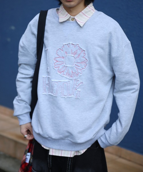 HOOK（フック）の「HOOK -original-　フラワークラフト刺繍 クルーネックスウェット（スウェット・メンズ・グレー/ネイビー・XL/M/L）」の13枚目の写真