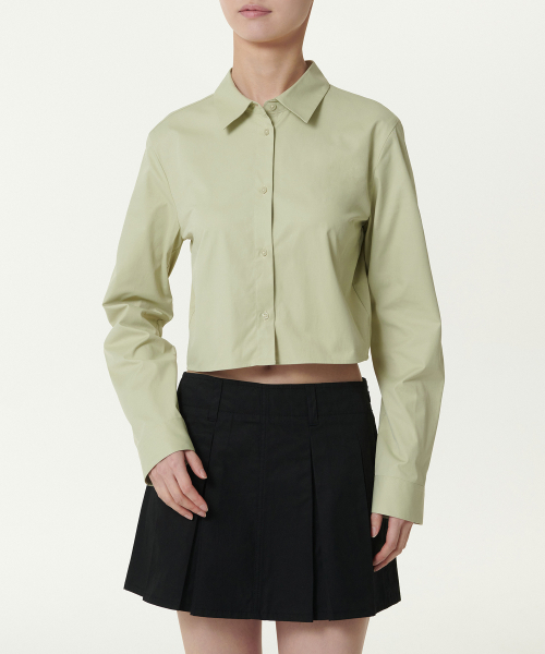 MUSINSA STANDARD WOMAN（ムシンサスタンダードウーマン）の「ウィメンズスリムフィットクロップシャツ[ペイルグリーン]（シャツ/ブラウス・レディース・その他・X-SMALL/LARGE/MEDIUM/SMALL）」の6枚目の写真