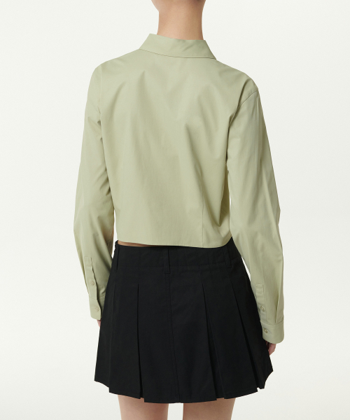 MUSINSA STANDARD WOMAN（ムシンサスタンダードウーマン）の「ウィメンズスリムフィットクロップシャツ[ペイルグリーン]（シャツ/ブラウス・レディース・その他・X-SMALL/LARGE/MEDIUM/SMALL）」の7枚目の写真