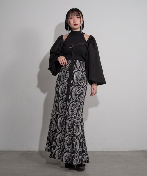 Mavie..7(メヴィセットゥ)の「【Mavie..7】【2サイズ展開】アート柄マーメイドスカート(スカート・レディース・ブラック/グレー/ブルー・SMALL/MEDIUM)」の22枚目の写真