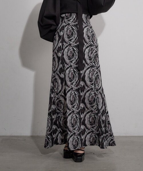 Mavie..7(メヴィセットゥ)の「【Mavie..7】【2サイズ展開】アート柄マーメイドスカート(スカート・レディース・ブラック/グレー/ブルー・SMALL/MEDIUM)」の12枚目の写真