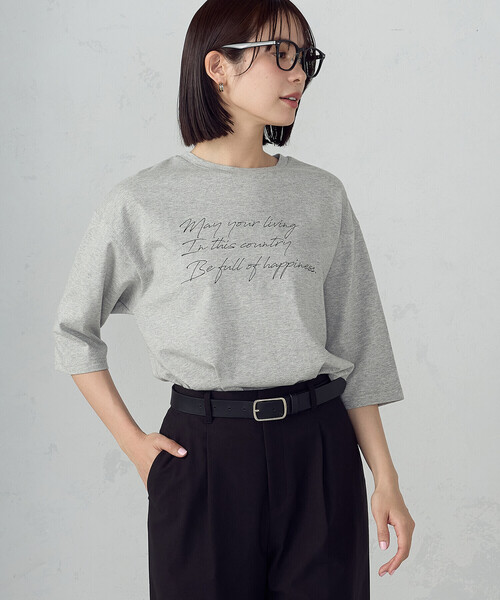 COMME CA ISM(コムサイズム)の「6部袖 ロゴTシャツ(Tシャツ/カットソー・レディース・アイボリー/サックスブルー/ネイビー/杢グレー・SMALL/MEDIUM/LARGE)」の3枚目の写真