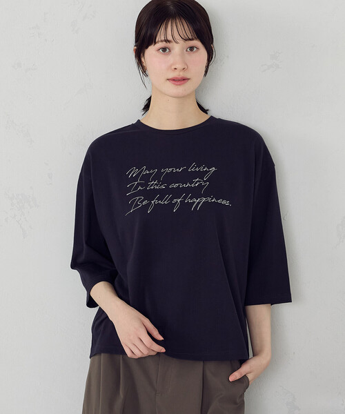 COMME CA ISM(コムサイズム)の「6部袖 ロゴTシャツ(Tシャツ/カットソー・レディース・アイボリー/サックスブルー/ネイビー/杢グレー・SMALL/MEDIUM/LARGE)」の1枚目の写真