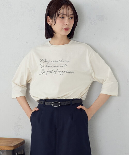 COMME CA ISM(コムサイズム)の「6部袖 ロゴTシャツ(Tシャツ/カットソー・レディース・アイボリー/サックスブルー/ネイビー/杢グレー・SMALL/MEDIUM/LARGE)」の16枚目の写真