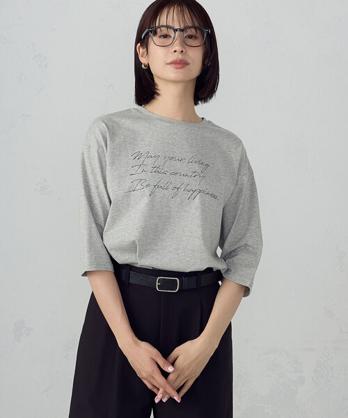 COMME CA ISM(コムサイズム)の「6部袖 ロゴTシャツ(Tシャツ/カットソー・レディース・アイボリー/サックスブルー/ネイビー/杢グレー・SMALL/MEDIUM/LARGE)」の13枚目の写真