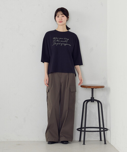 COMME CA ISM(コムサイズム)の「6部袖 ロゴTシャツ(Tシャツ/カットソー・レディース・アイボリー/サックスブルー/ネイビー/杢グレー・SMALL/MEDIUM/LARGE)」の12枚目の写真