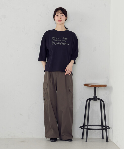 COMME CA ISM(コムサイズム)の「6部袖 ロゴTシャツ(Tシャツ/カットソー・レディース・アイボリー/サックスブルー/ネイビー/杢グレー・SMALL/MEDIUM/LARGE)」の11枚目の写真