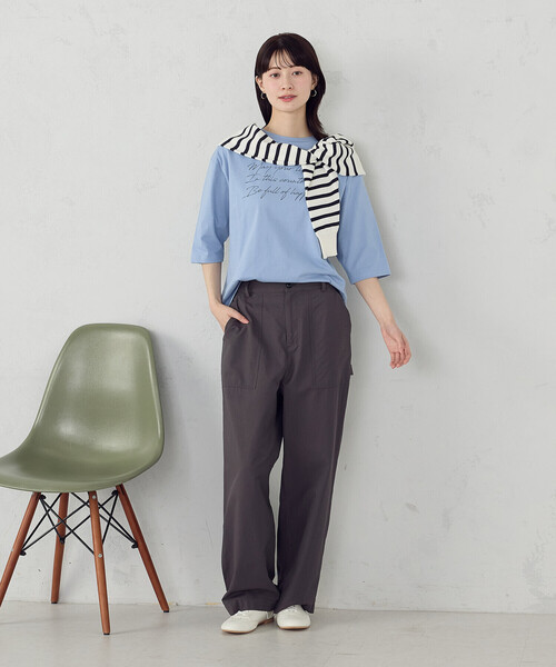 COMME CA ISM(コムサイズム)の「6部袖 ロゴTシャツ(Tシャツ/カットソー・レディース・アイボリー/サックスブルー/ネイビー/杢グレー・SMALL/MEDIUM/LARGE)」の9枚目の写真