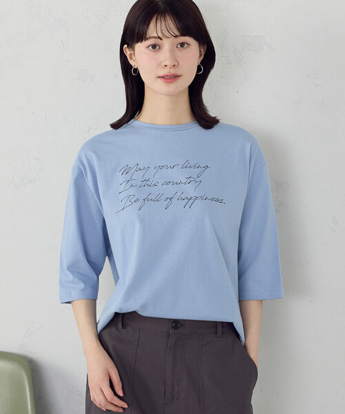 COMME CA ISM(コムサイズム)の「6部袖 ロゴTシャツ(Tシャツ/カットソー・レディース・アイボリー/サックスブルー/ネイビー/杢グレー・SMALL/MEDIUM/LARGE)」の6枚目の写真