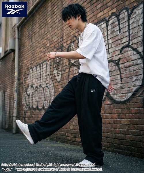 Reebok（リーボック）の「【karlas別注】Reebok リーボック タックワイドパンツ スウェットパンツ イージーパンツ（スウェットパンツ・メンズ・ブラック/杢グレー・M/L/LL）」の8枚目の写真