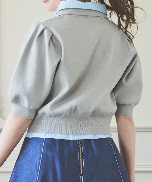 SWINGLE（スウィングル）の「シャツレイヤードニットプルオーバー（ニット/セーター・レディース・ライトグレー・FREE）」の3枚目の写真