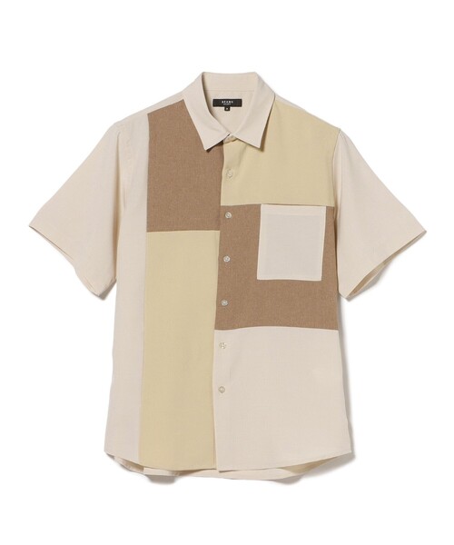 BEAMS HEART(ビームスハート)の「【8/6値下げ】コンビ 切替 ショートスリーブ シャツ(シャツ/ブラウス・メンズ・ベージュ/ネイビー・M/S/L/XL)」の1枚目の写真