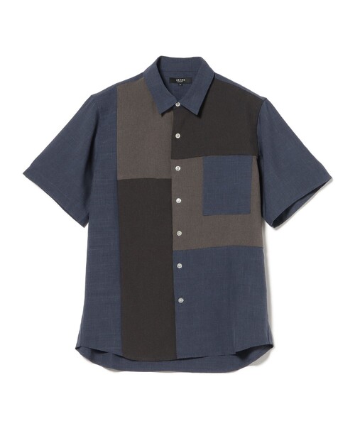 BEAMS HEART(ビームスハート)の「【8/6値下げ】コンビ 切替 ショートスリーブ シャツ(シャツ/ブラウス・メンズ・ベージュ/ネイビー・M/S/L/XL)」の2枚目の写真