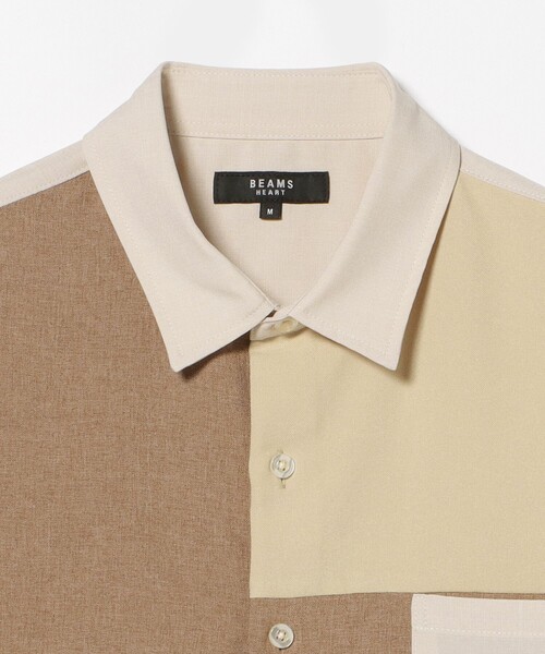 BEAMS HEART(ビームスハート)の「【8/6値下げ】コンビ 切替 ショートスリーブ シャツ(シャツ/ブラウス・メンズ・ベージュ/ネイビー・M/S/L/XL)」の4枚目の写真