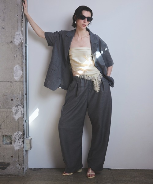 MAISON SPECIAL(メゾンスペシャル)の「Sheer Suiting Easy Pants/シアースーチングイージーパンツ(その他パンツ・レディース・ホワイト/グレー・38/36)」の9枚目の写真
