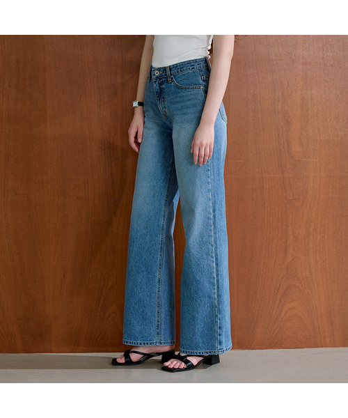 PLUNASTUDIO(プルナスタジオ)の「アッシュワイドデニムパンツ(ブルー)(デニムパンツ・レディース・ブルー・SMALL/MEDIUM/LARGE)」の1枚目の写真