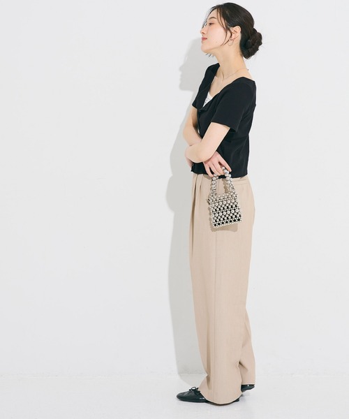 coca(coca)(コカ)の「リブ半袖カーディガン(カーディガン/ボレロ・レディース・グレー/ブラック・M/L/S)」の6枚目の写真
