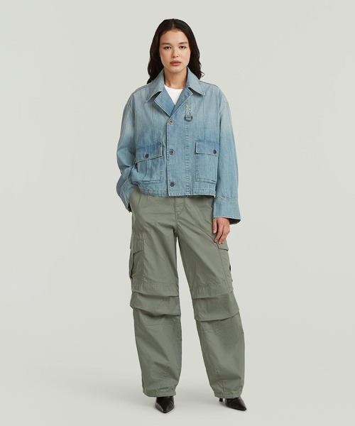 G-STAR（ジースター）の「Parachute Oversized Jacket/ミリタリーディテールオーバーサイズクロップドシャツジャケット（デニムジャケット・レディース・ライトブルー・MEDIUM/SMALL）」の4枚目の写真