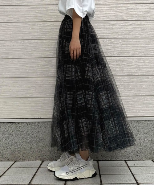 Q（キュー）の「チェックチュールスカート（スカート・レディース・ブラック系その他・MEDIUM）」の8枚目の写真