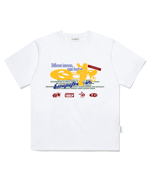 ESCAPEFROM（エスケープフロム）の「フットボールプレイヤー ESCF ロゴコラージュプリントオーバーサイズ半袖Tシャツブラウン（Tシャツ/カットソー・レディース・その他・SMALL/MEDIUM/LARGE）」の3枚目の写真