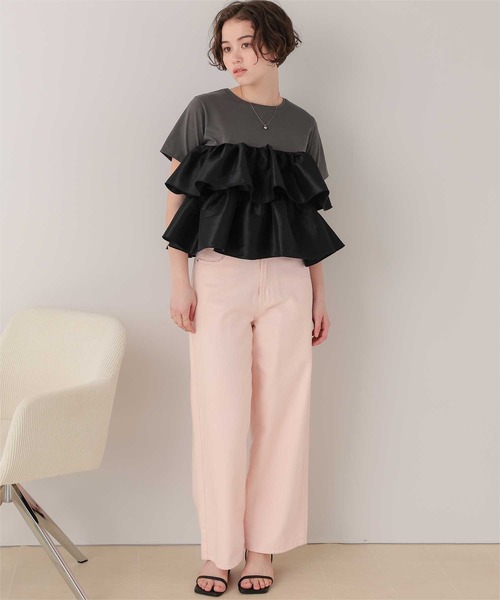 titivate(ティティベイト)の「シャイニーティアードフリルトップス(Tシャツ/カットソー・レディース・ネイビー/チャコール/アイボリー/ブラック/ブラウン/オフホワイト・M/S/L)」の21枚目の写真