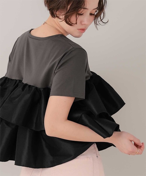 titivate(ティティベイト)の「シャイニーティアードフリルトップス(Tシャツ/カットソー・レディース・ネイビー/チャコール/アイボリー/ブラック/ブラウン/オフホワイト・M/S/L)」の22枚目の写真
