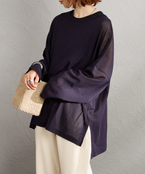 WEB限定】[mizuiro ind/ミズイロインド] メッシュニット ワイド