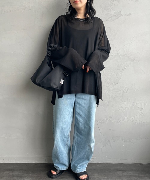 WEB限定】[mizuiro ind/ミズイロインド] メッシュニット ワイド