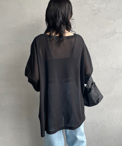 mizuiroind（ミズイロインド）の「【WEB限定】[mizuiro ind/ミズイロインド] メッシュニット ワイドシルエット ロングスリーブTシャツ（Tシャツ/カットソー・レディース・ブラック/ネイビー・F）」の7枚目の写真