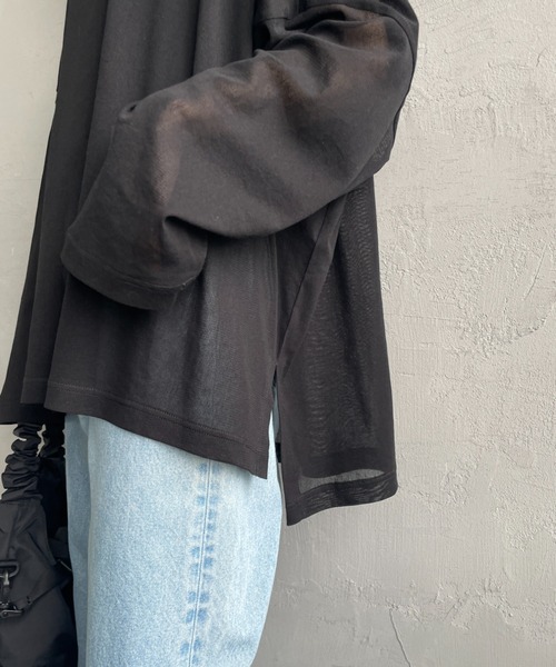 mizuiroind（ミズイロインド）の「【WEB限定】[mizuiro ind/ミズイロインド] メッシュニット ワイドシルエット ロングスリーブTシャツ（Tシャツ/カットソー・レディース・ブラック/ネイビー・F）」の12枚目の写真