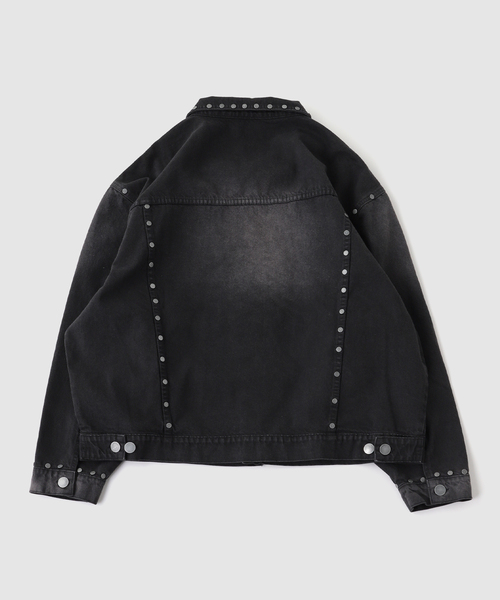 WISM（ウィズム）の「INTODUSK / イントゥダスク STUDS DENIM JACKET（デニムジャケット・メンズ・ブラック・LARGE/MEDIUM）」の2枚目の写真