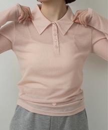 sheer logo compact polo tops / シアーロゴコンパクトポロトップス