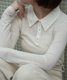 lawgy | sheer logo compact polo tops / シアーロゴコンパクトポロトップス(Tシャツ/カットソー)