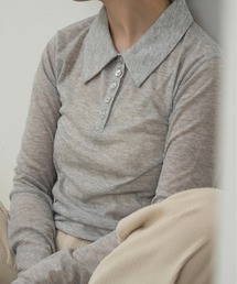sheer logo compact polo tops / シアーロゴコンパクトポロトップス