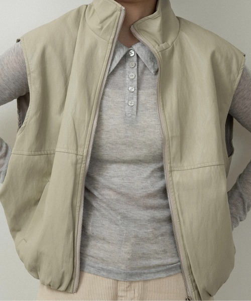 lawgy（ラウジー）の「sheer logo compact polo tops / シアーロゴコンパクトポロトップス（Tシャツ/カットソー・レディース・ヘザーグレー/アイボリー/ピンク系・FREE）」の12枚目の写真