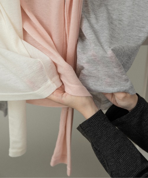 lawgy（ラウジー）の「sheer logo compact polo tops / シアーロゴコンパクトポロトップス（Tシャツ/カットソー・レディース・ヘザーグレー/アイボリー/ピンク系・FREE）」の16枚目の写真
