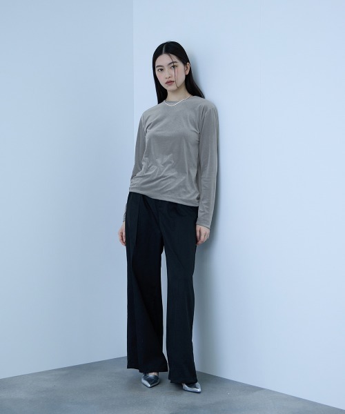 VICKY(ビッキー)の「シアーベロアロングスリーブカットソー【日本製】(Tシャツ/カットソー・レディース・オフホワイト/ネイビー/チャコールグレー・M)」の7枚目の写真