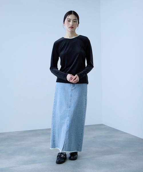 VICKY(ビッキー)の「シアーベロアロングスリーブカットソー【日本製】(Tシャツ/カットソー・レディース・オフホワイト/ネイビー/チャコールグレー・M)」の11枚目の写真
