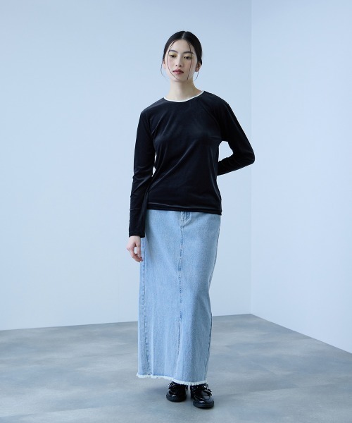 VICKY(ビッキー)の「シアーベロアロングスリーブカットソー【日本製】(Tシャツ/カットソー・レディース・オフホワイト/ネイビー/チャコールグレー・M)」の12枚目の写真
