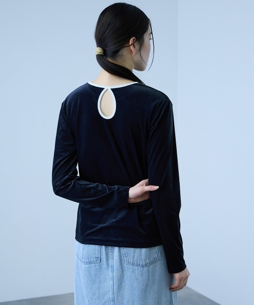 VICKY(ビッキー)の「シアーベロアロングスリーブカットソー【日本製】(Tシャツ/カットソー・レディース・オフホワイト/ネイビー/チャコールグレー・M)」の13枚目の写真