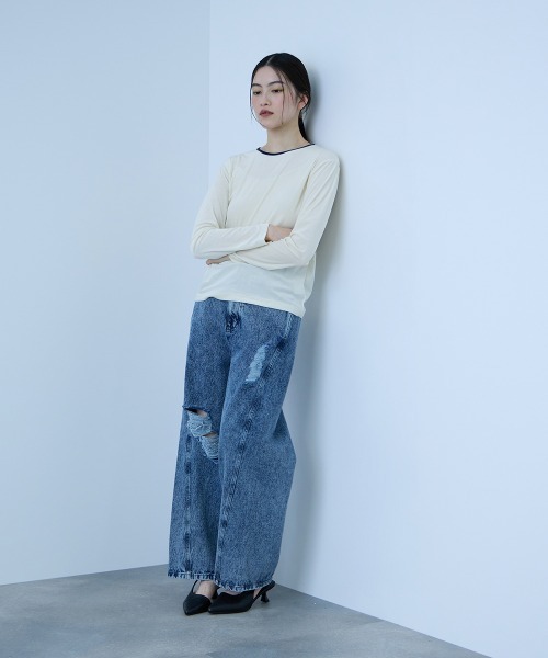 VICKY(ビッキー)の「シアーベロアロングスリーブカットソー【日本製】(Tシャツ/カットソー・レディース・オフホワイト/ネイビー/チャコールグレー・M)」の15枚目の写真