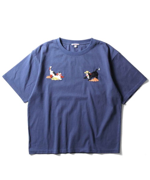 HOUSTON(ヒューストン)の「HOUSTON スーベニアTシャツ(CAT)(Tシャツ/カットソー・メンズ・ターコイズブルー/ピンク/ネイビー/ナチュラル・1/0)」の3枚目の写真