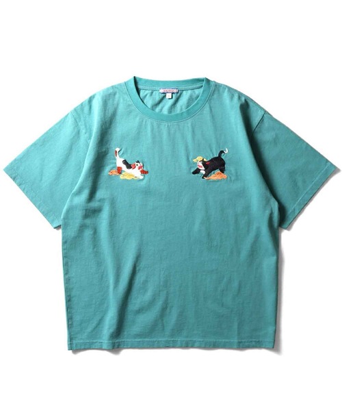 HOUSTON(ヒューストン)の「HOUSTON スーベニアTシャツ(CAT)(Tシャツ/カットソー・メンズ・ターコイズブルー/ピンク/ネイビー/ナチュラル・1/0)」の4枚目の写真