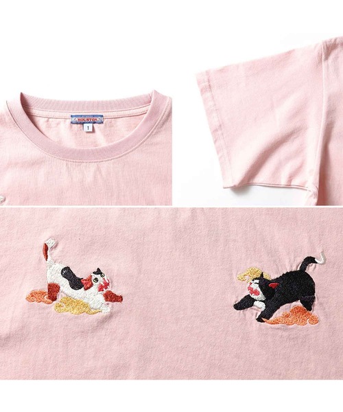 HOUSTON(ヒューストン)の「HOUSTON スーベニアTシャツ(CAT)(Tシャツ/カットソー・メンズ・ターコイズブルー/ピンク/ネイビー/ナチュラル・1/0)」の9枚目の写真