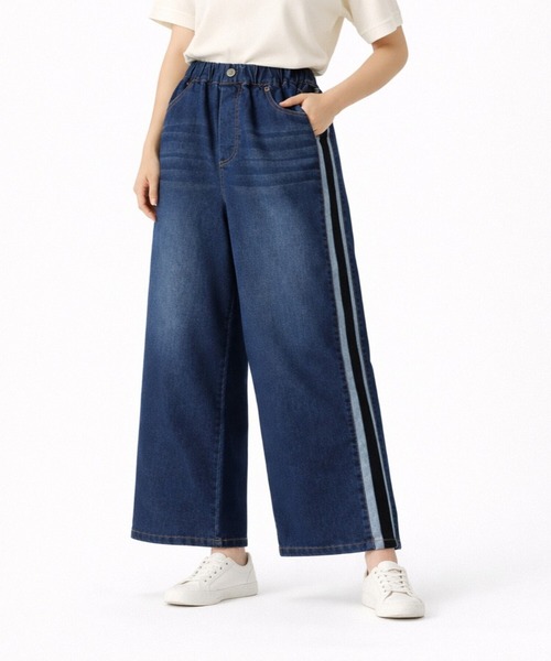 PATRIOT TAXI SELECT(パトリオットタクシーセレクト)の「【KILA MODA】サイドアクセントイージーデニムパンツ(デニムパンツ・レディース・ブルー/インディゴブルー・MEDIUM/LARGE/3L/LL)」の2枚目の写真