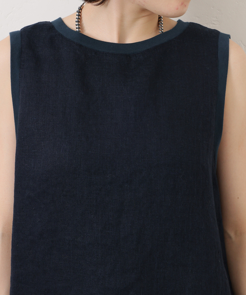 JOURNAL STANDARD LUXE（ジャーナルスタンダード　ラックス）の「《追加》フレンチリネンツイルノースリーブブラウス（シャツ/ブラウス・レディース・ホワイト/ネイビー・FREE）」の15枚目の写真