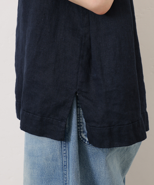 JOURNAL STANDARD LUXE（ジャーナルスタンダード　ラックス）の「《追加》フレンチリネンツイルノースリーブブラウス（シャツ/ブラウス・レディース・ホワイト/ネイビー・FREE）」の18枚目の写真