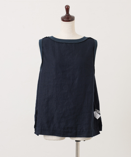 JOURNAL STANDARD LUXE（ジャーナルスタンダード　ラックス）の「《追加》フレンチリネンツイルノースリーブブラウス（シャツ/ブラウス・レディース・ホワイト/ネイビー・FREE）」の19枚目の写真